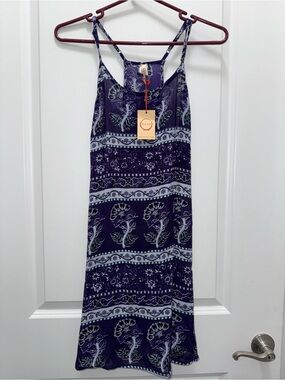 NWT Raga Navy Printed Strappy Cover-Up Mini Dress